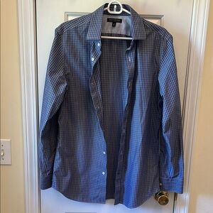 Banana Republic Blue Checkered Tailored Shirt M 15-15.5